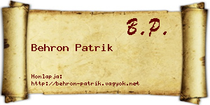 Behron Patrik névjegykártya